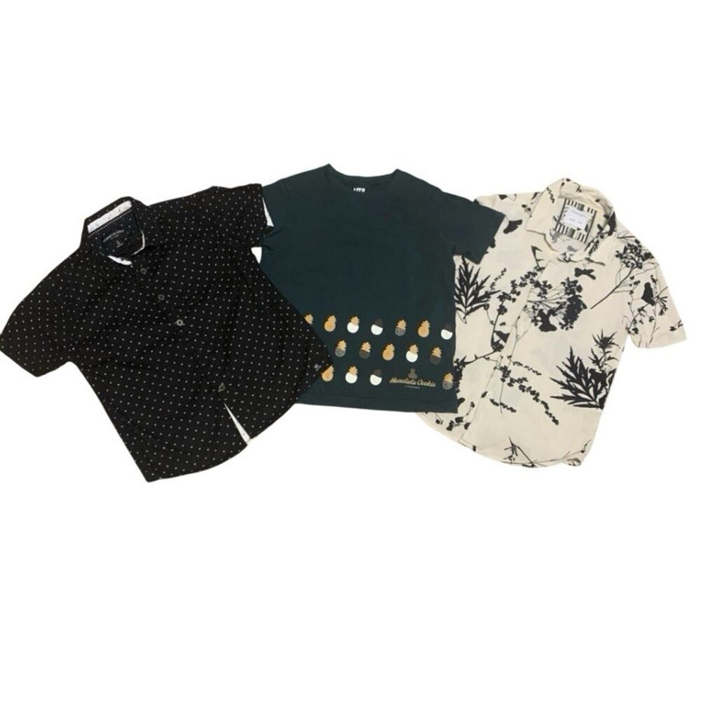 Boys Size 5-6 Shirt Lot Kenneth Cole Uniqlo Honolulu Cookie Denim & Flower 3 Pc